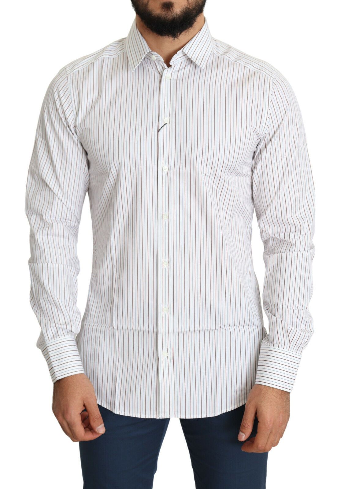 Chemise MARTINI blanche à rayures, style formel, Dolce & Gabbana