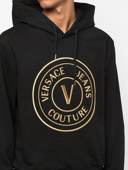 Versace Jeans Chic Zwarte Sweatshirt met Kap