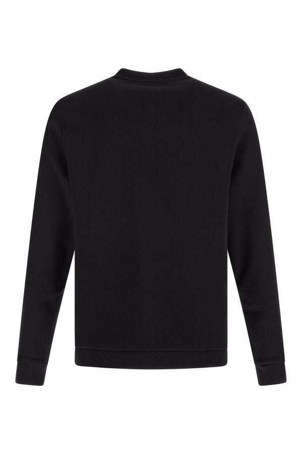 Sweat-shirt en coton noir à col rond, élégant, Hugo Boss