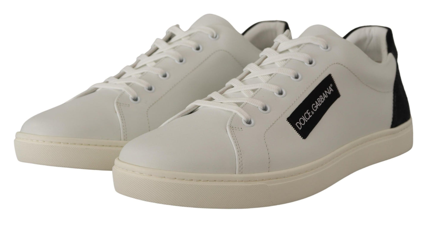 Sneakers basses en cuir blanc et noir Dolce & Gabbana