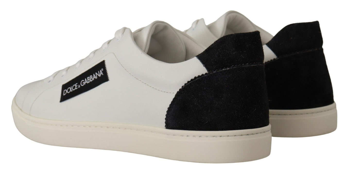 Sneakers basses en cuir blanc et noir Dolce & Gabbana