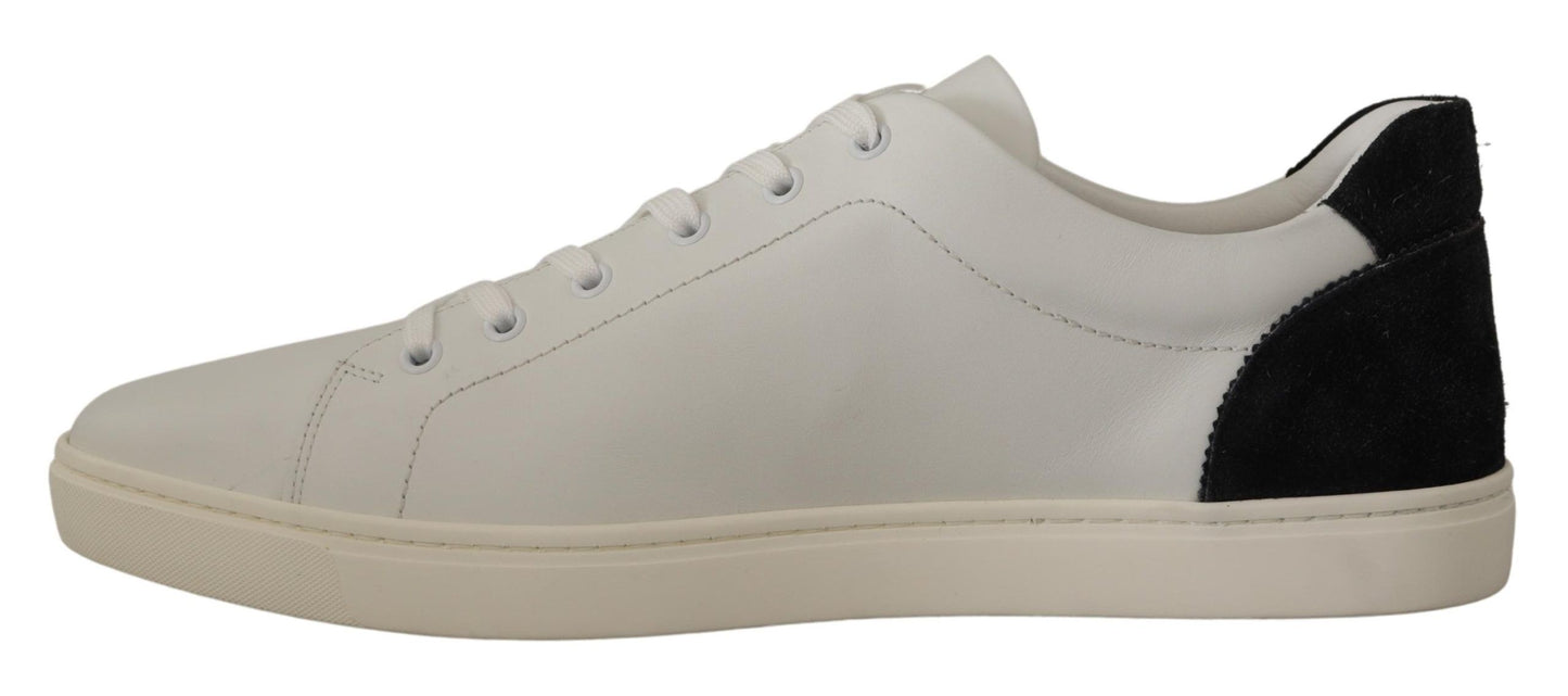 Sneakers basses en cuir blanc et noir Dolce & Gabbana