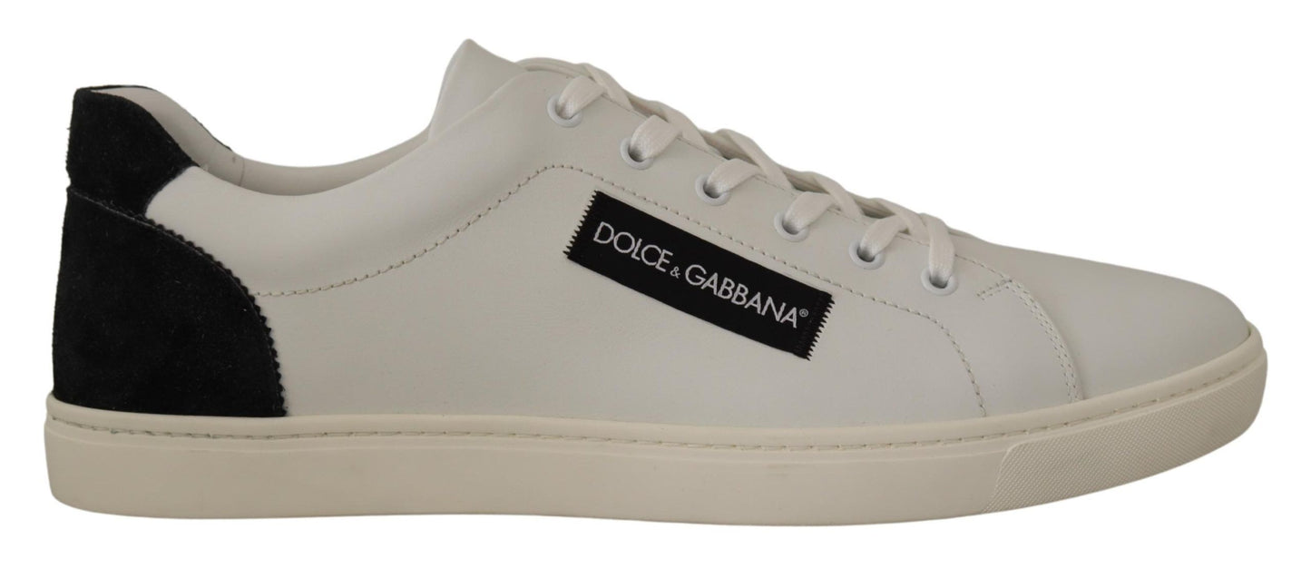 Sneakers basses en cuir blanc et noir Dolce & Gabbana