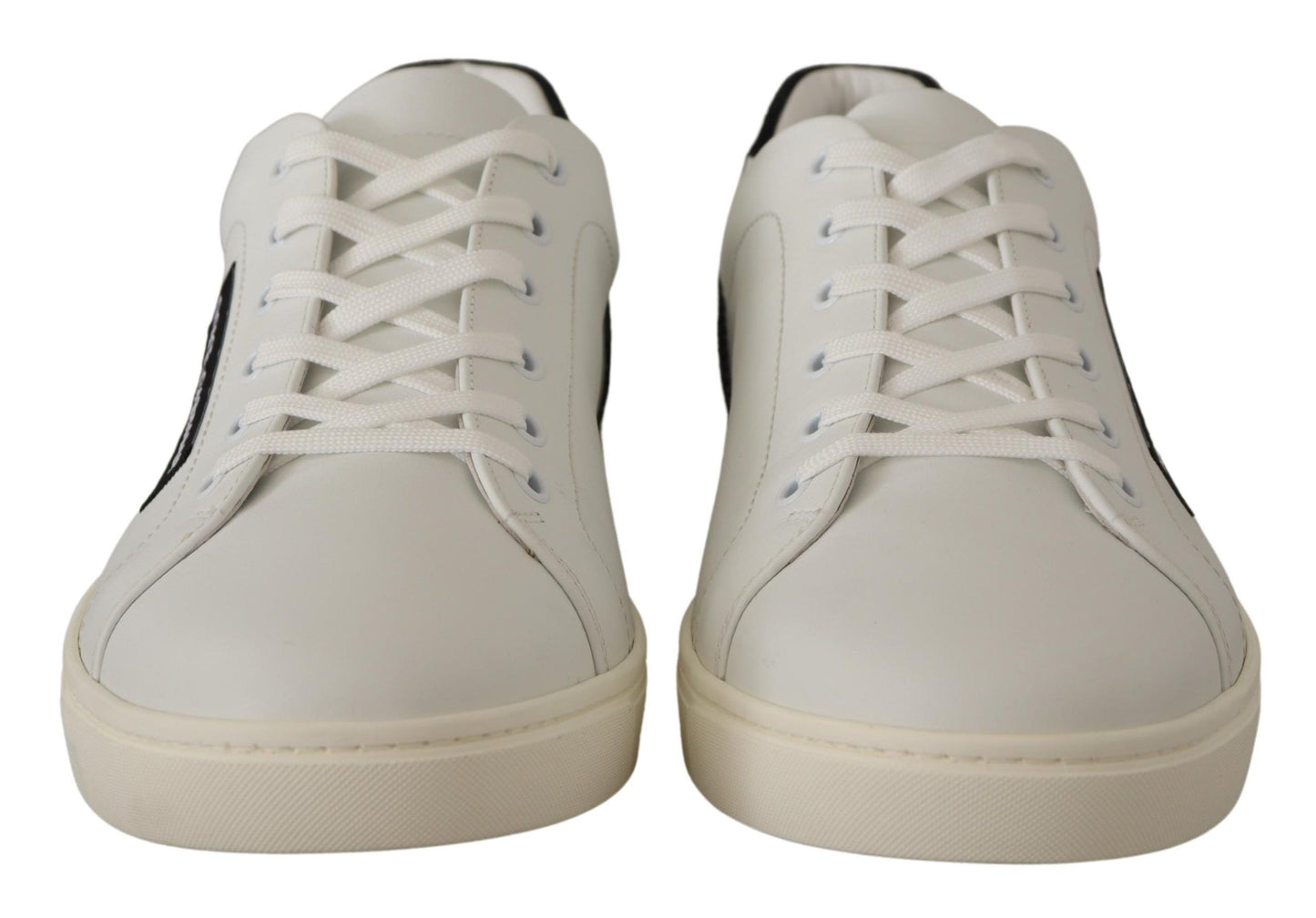 Sneakers basses en cuir blanc et noir Dolce & Gabbana