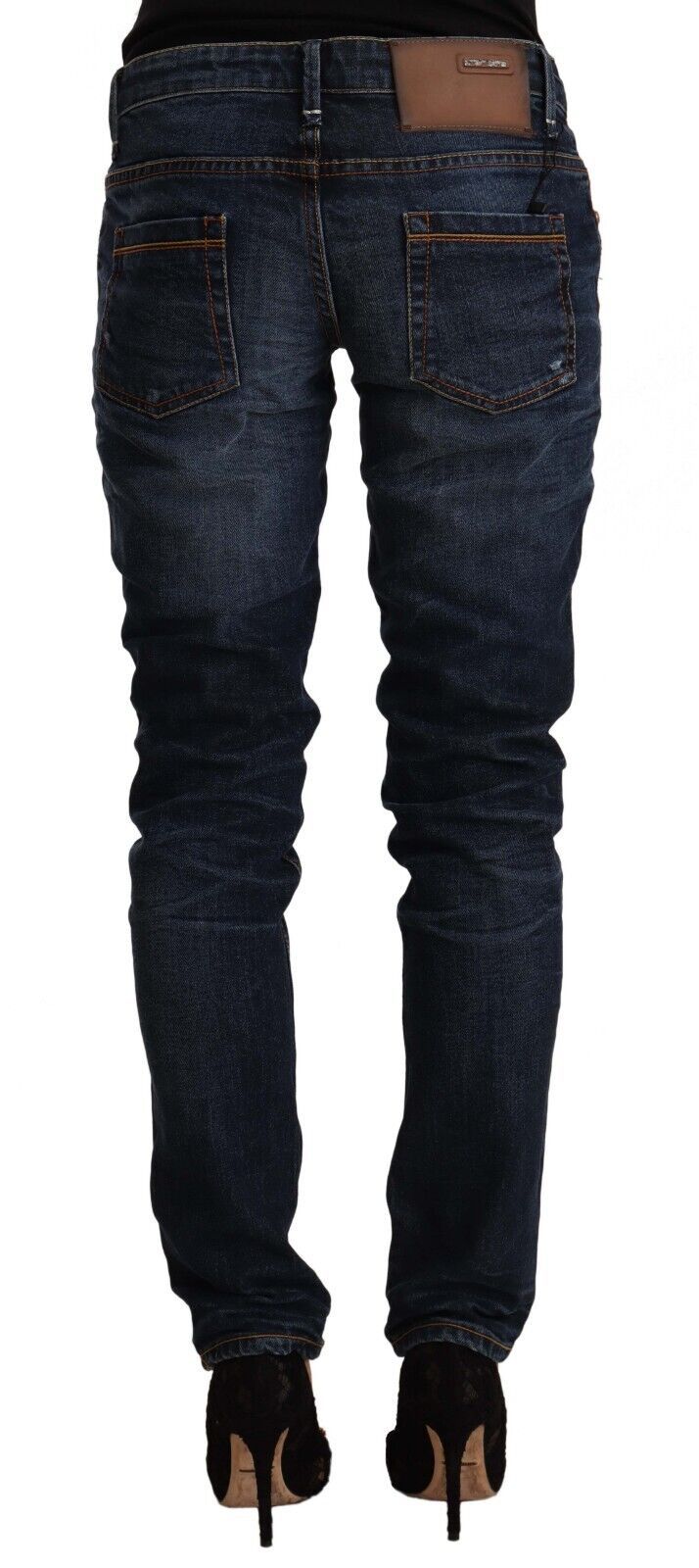 Jeans skinny en coton bleu lavé taille mi-hauteur Acht