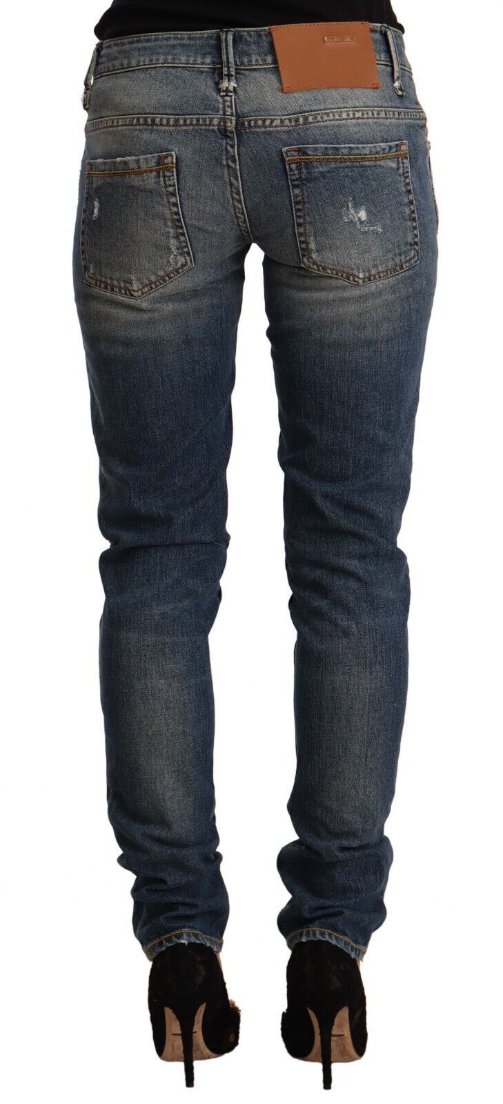Jeans skinny en coton bleu lavé taille mi-hauteur Acht