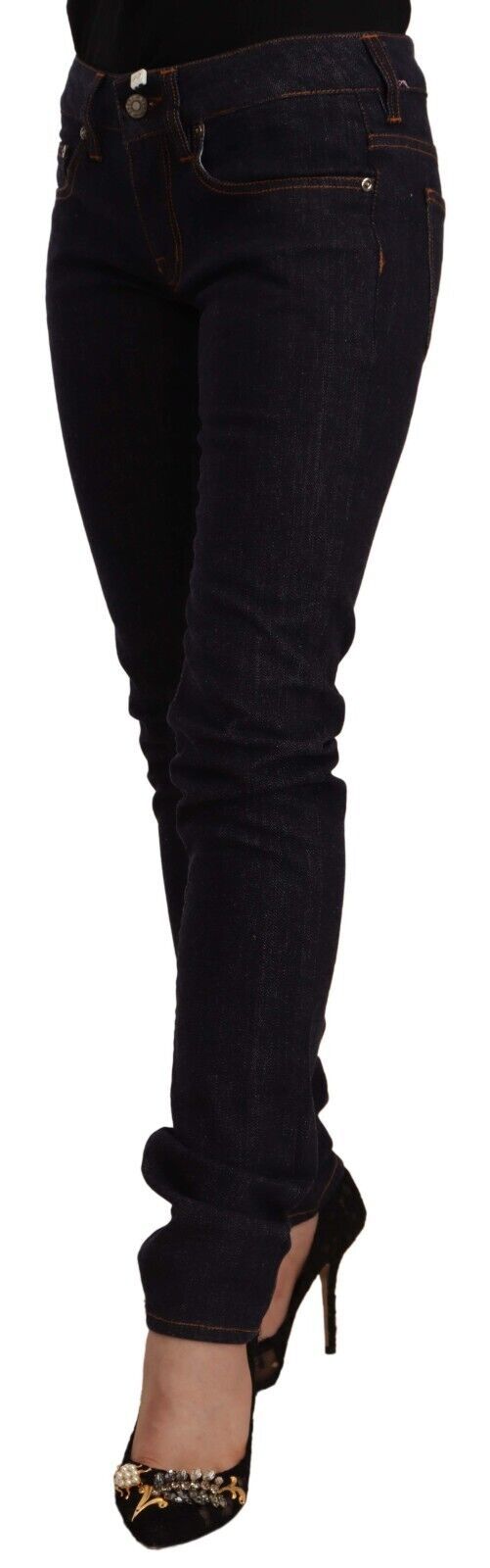 Jeans skinny en coton noir taille mi-hauteur GF Ferre