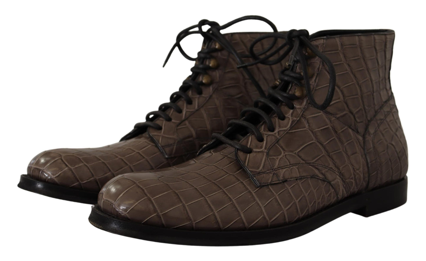 Bottes derby en cuir de crocodile gris de Dolce & Gabbana