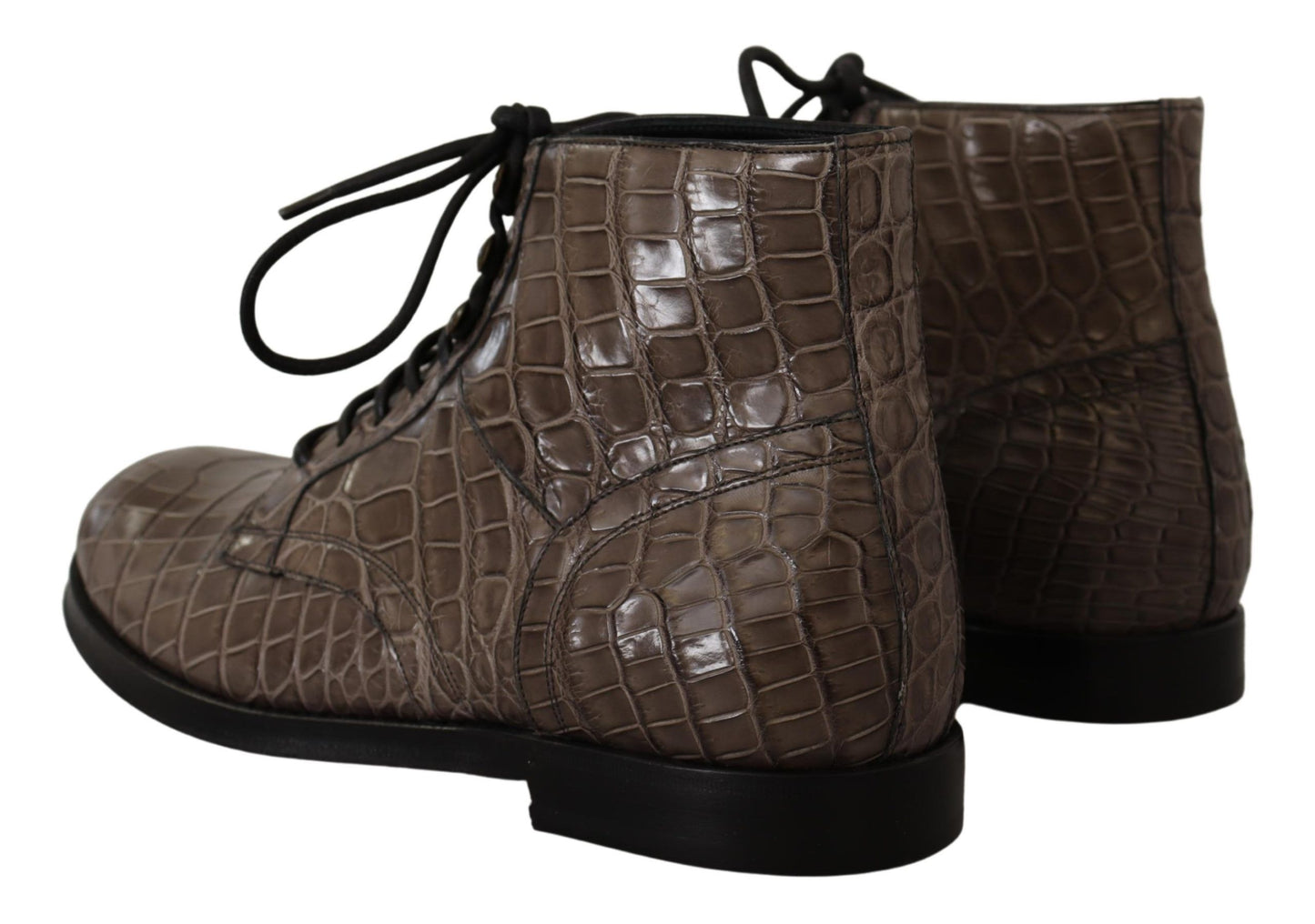 Bottes derby en cuir de crocodile gris de Dolce & Gabbana