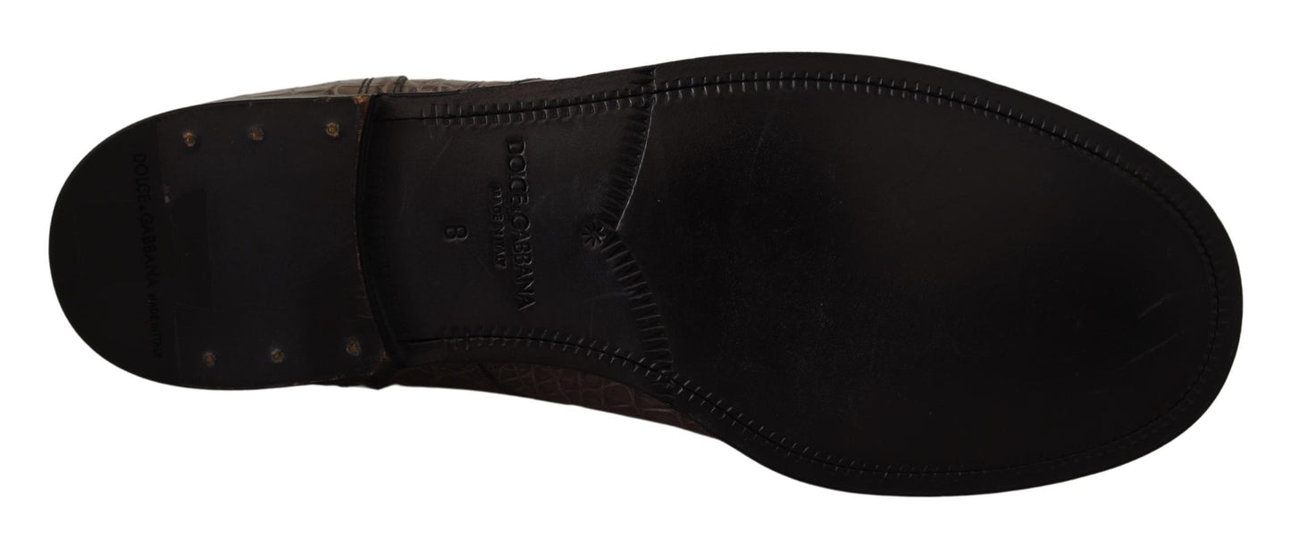 Bottes derby en cuir de crocodile gris de Dolce & Gabbana