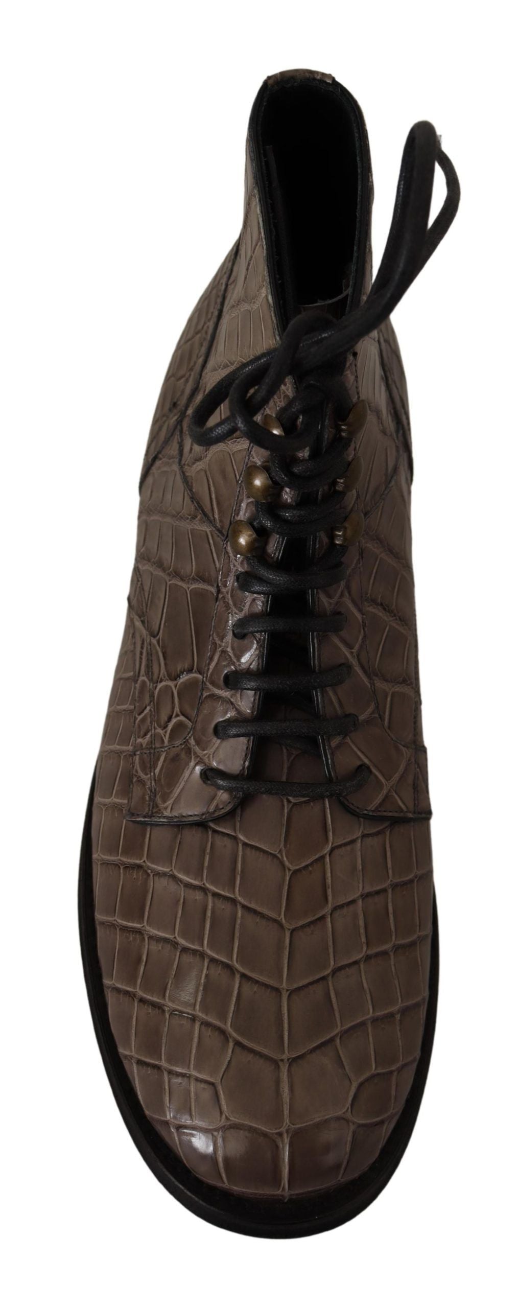 Bottes derby en cuir de crocodile gris de Dolce & Gabbana