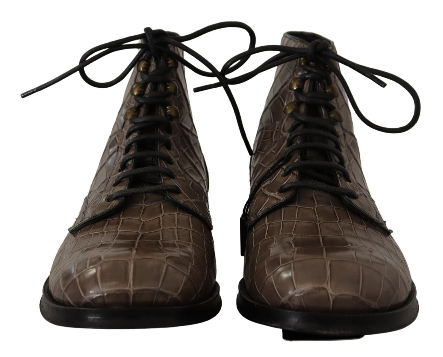 Bottes derby en cuir de crocodile gris de Dolce & Gabbana