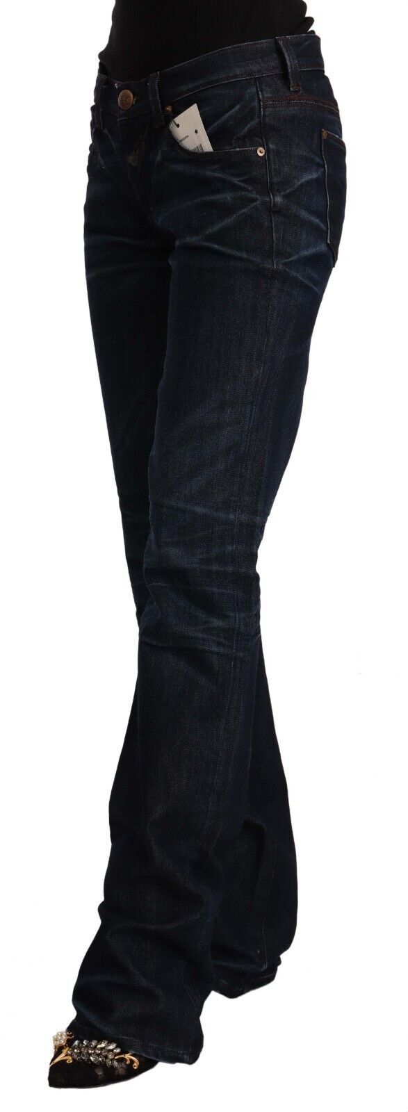 Jeans droit en coton bleu foncé à taille mi-hauteur de Ermanno Scervino