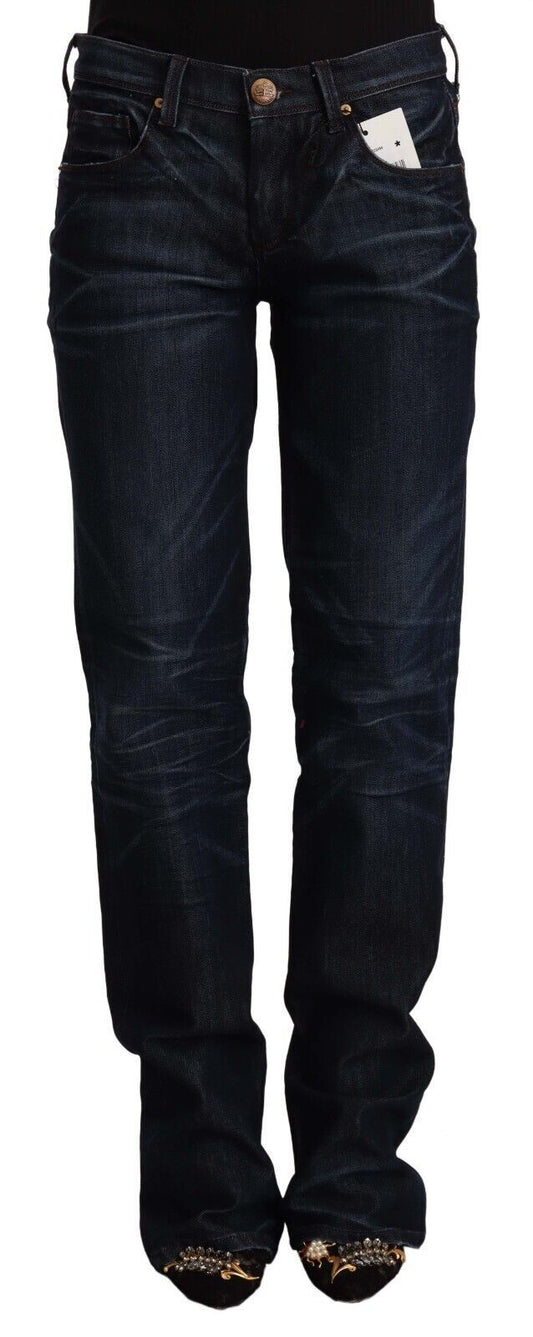 Ermanno Scervino donkerblauwe, rechte jeans van katoen met een middelhoge taille.