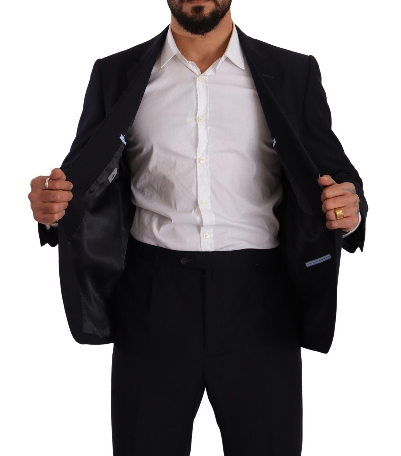 Costume formel bleu en polyester à simple boutonnage de Domenico Tagliente
