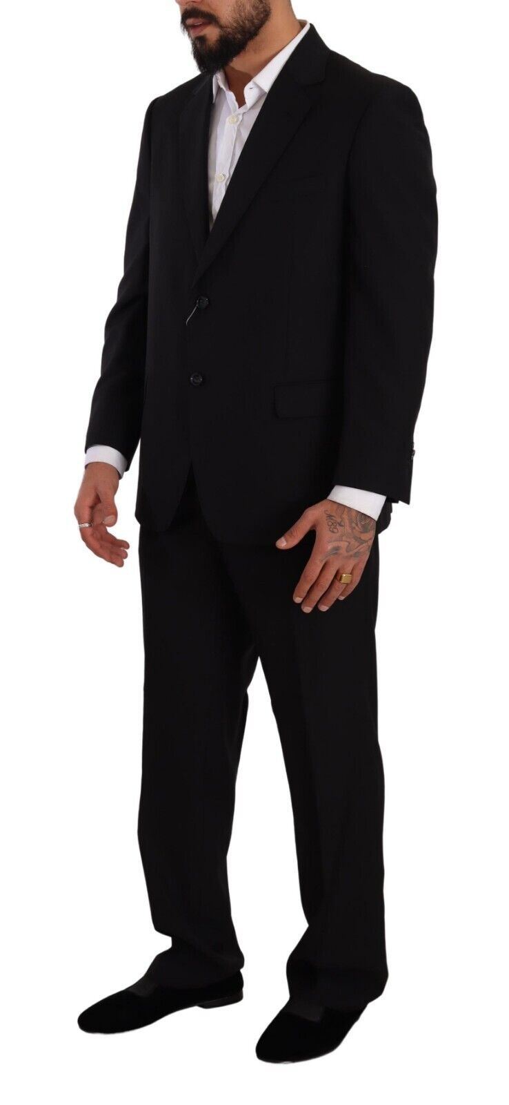 Costume formel noir en polyester à simple boutonnage de Domenico Tagliente