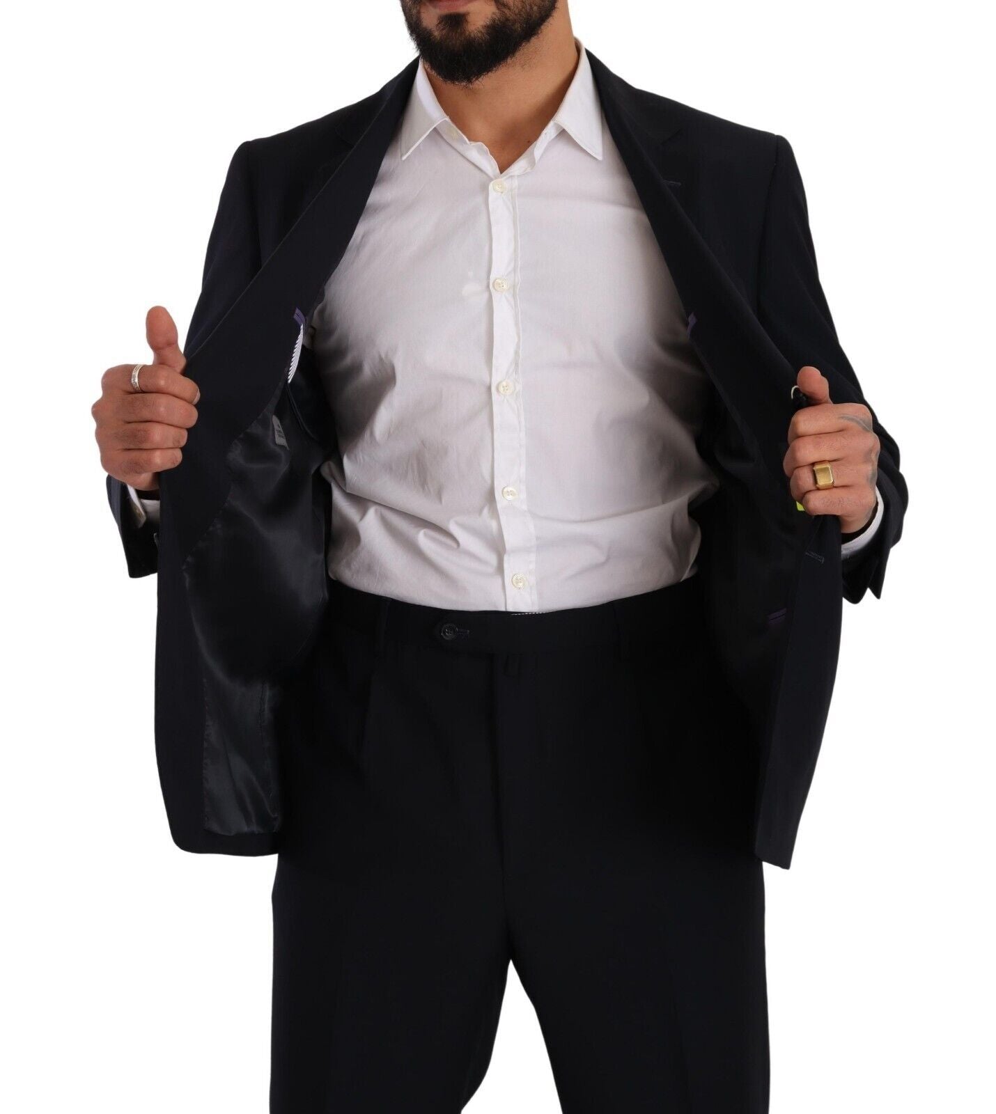 Costume formel bleu en polyester à simple boutonnage de Domenico Tagliente