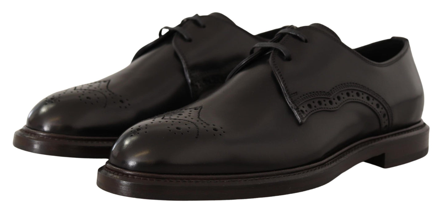 Chaussures derby formelles en cuir noir Dolce & Gabbana