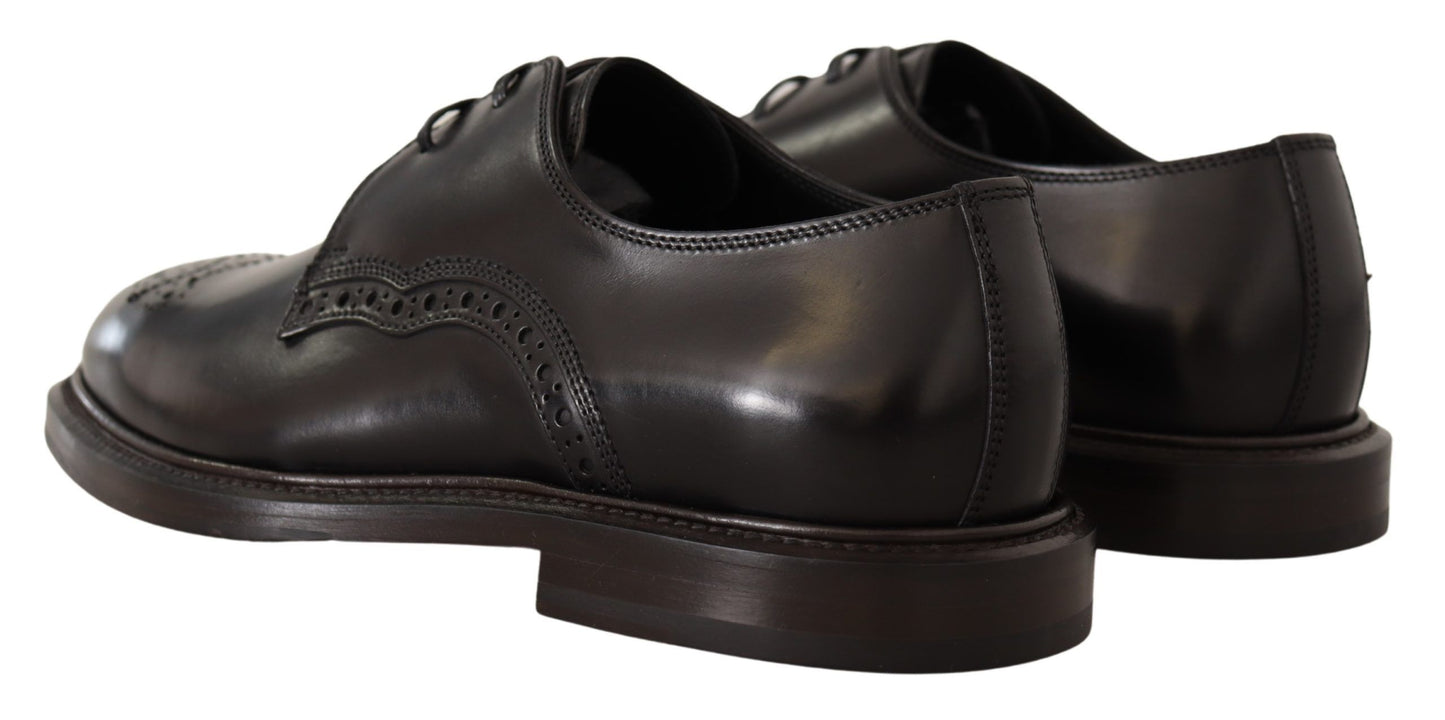 Chaussures derby formelles en cuir noir Dolce & Gabbana