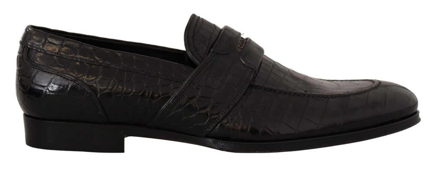 Mocassins à enfiler en cuir de crocodile noir de Dolce & Gabbana