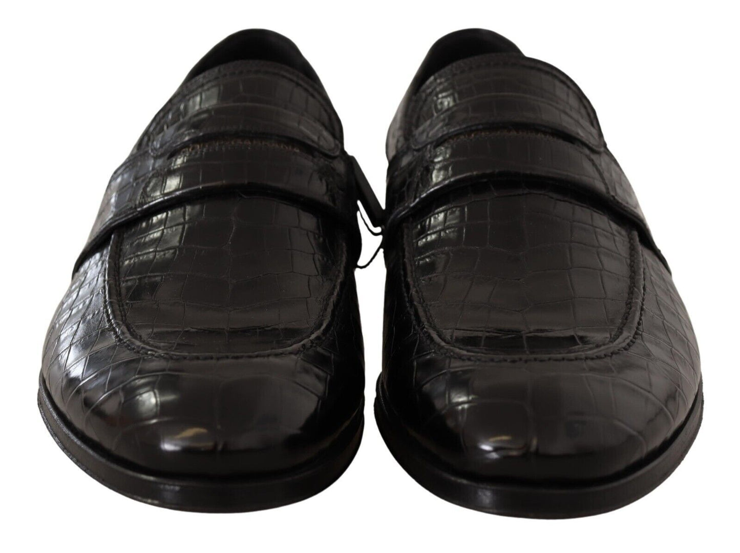 Mocassins à enfiler en cuir de crocodile noir de Dolce & Gabbana