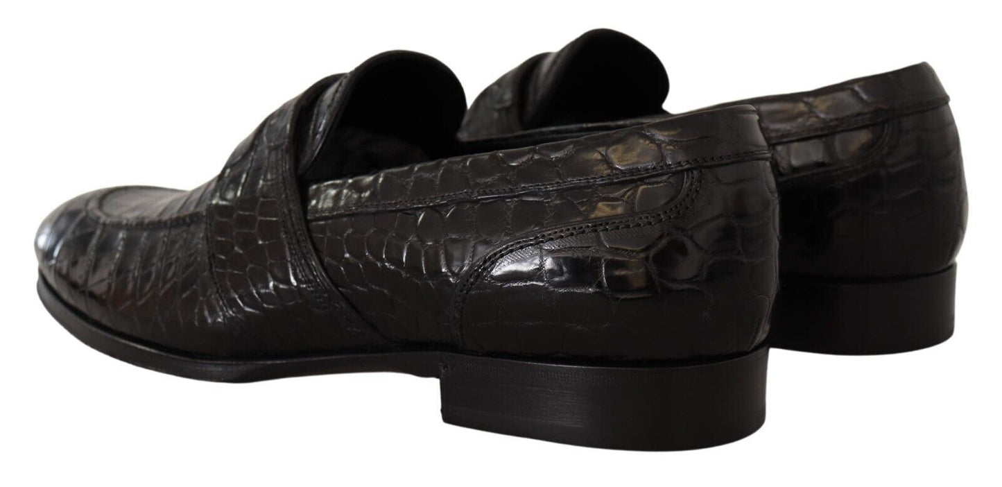 Mocassins à enfiler en cuir de crocodile noir de Dolce & Gabbana