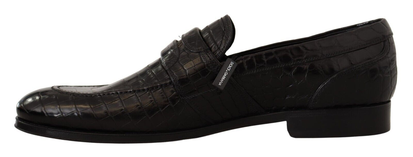 Mocassins à enfiler en cuir de crocodile noir de Dolce & Gabbana