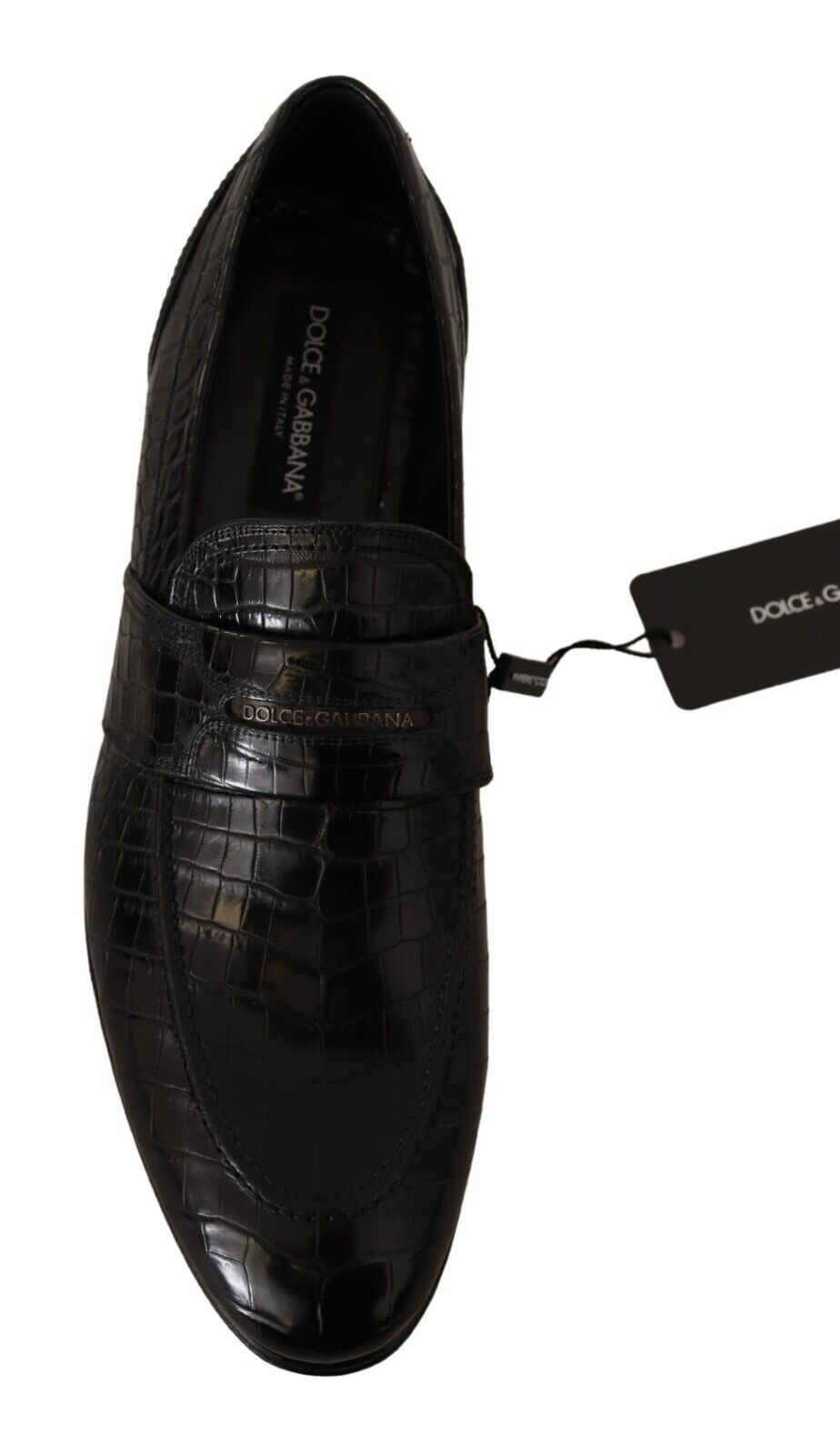 Mocassins à enfiler en cuir de crocodile noir de Dolce & Gabbana
