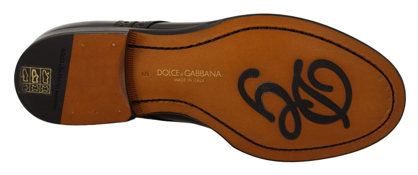Chaussures derby formelles à bout en aile en cuir noir pour homme de Dolce & Gabbana