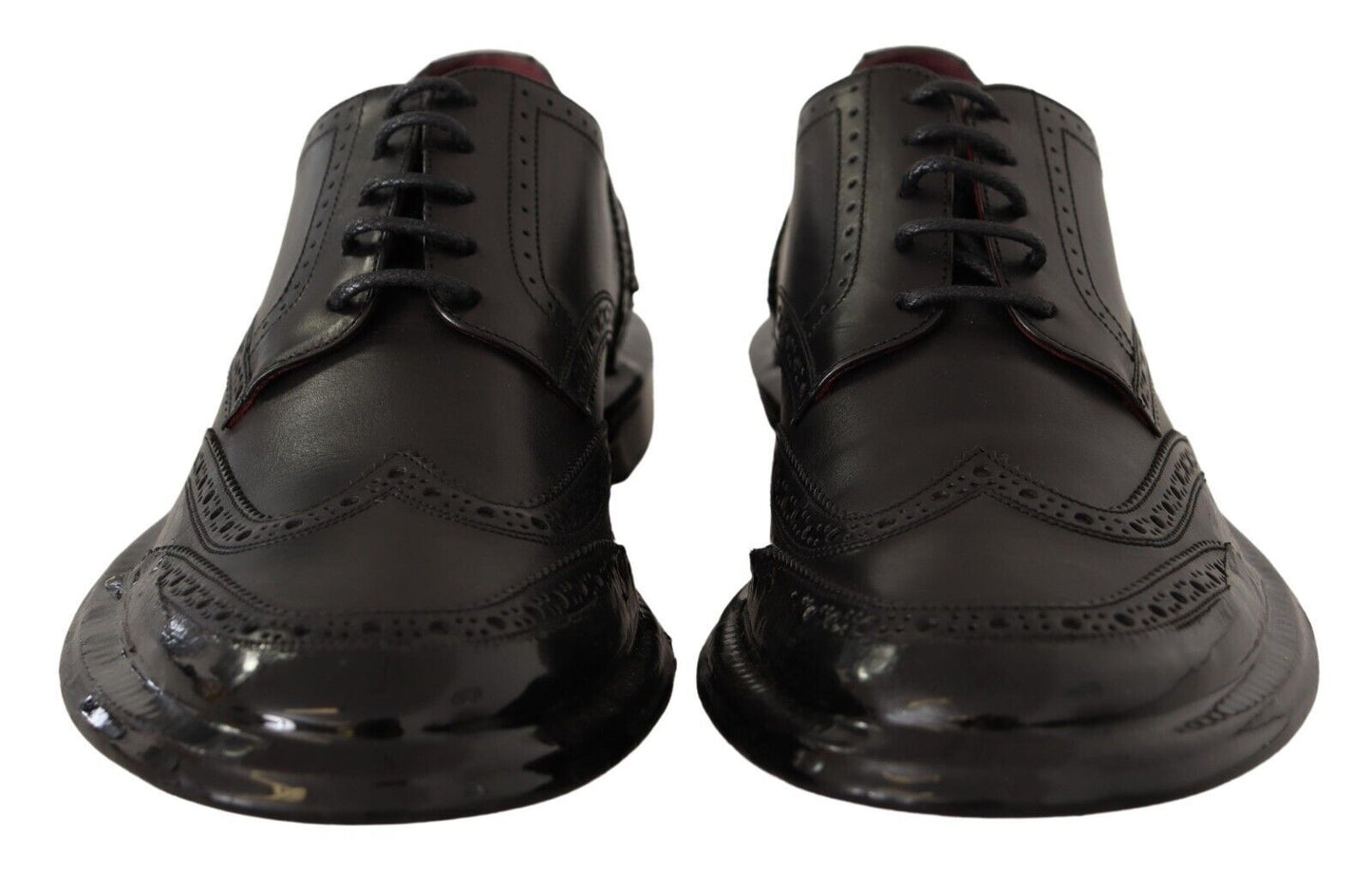 Chaussures formelles type derby à bout en aile de type Oxford en cuir noir de Dolce & Gabbana