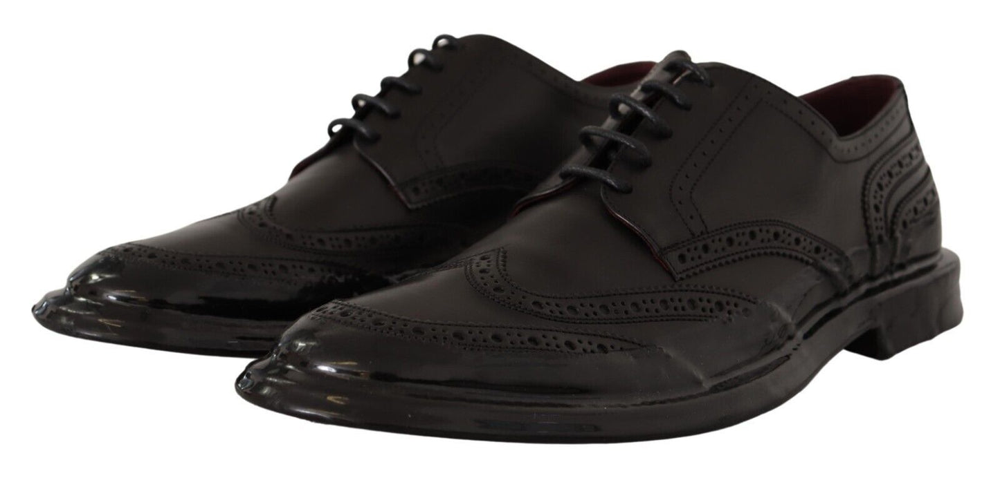 Chaussures formelles type derby à bout en aile de type Oxford en cuir noir de Dolce & Gabbana
