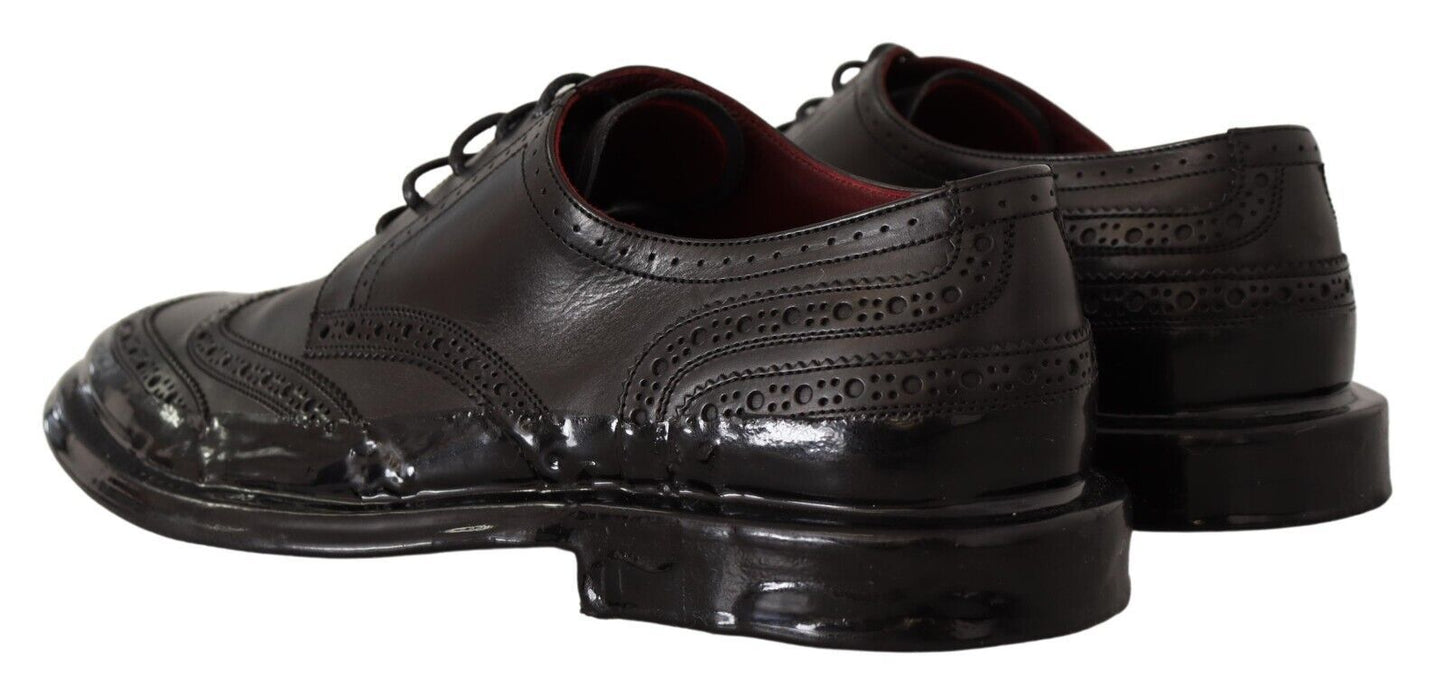 Chaussures formelles type derby à bout en aile de type Oxford en cuir noir de Dolce & Gabbana