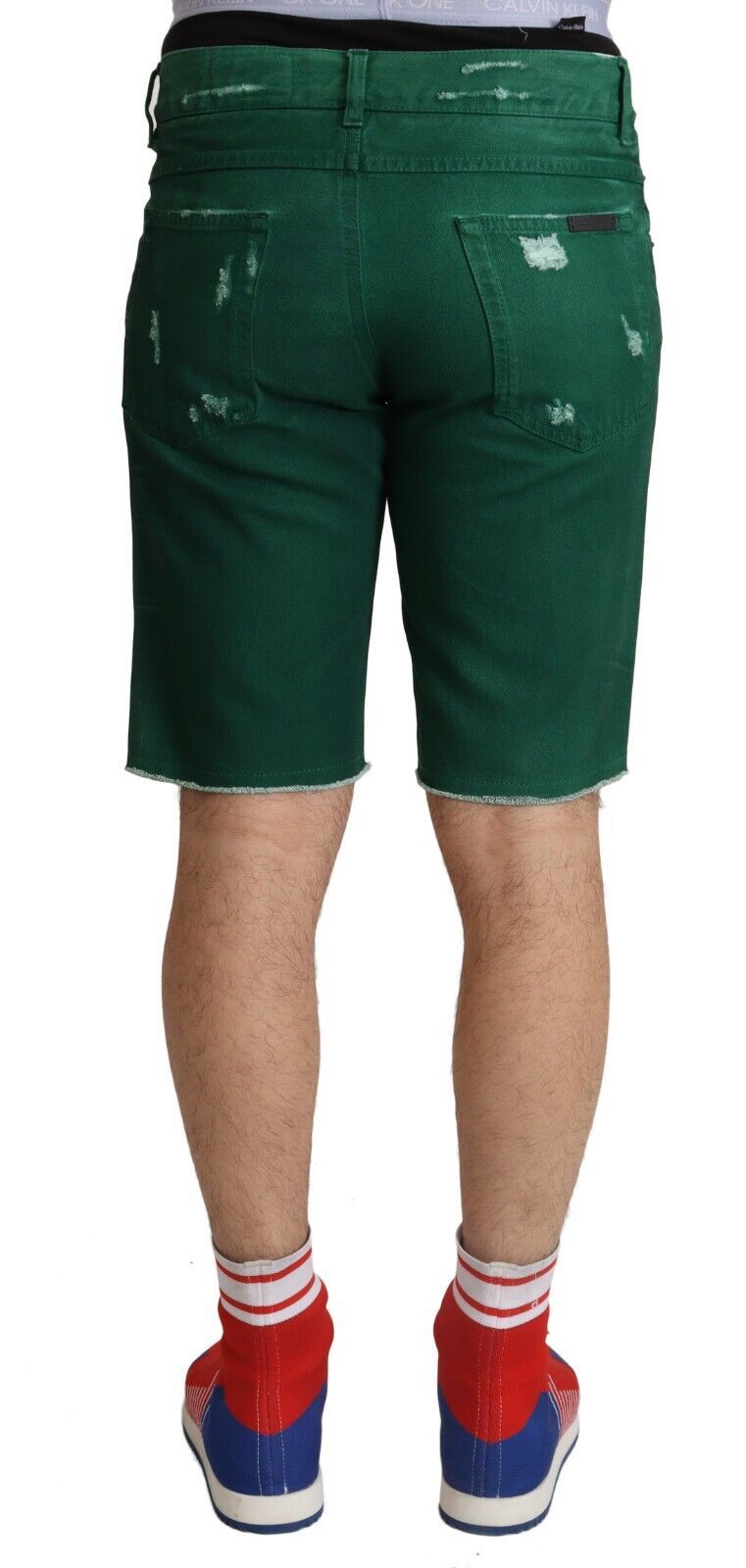 Shorts en jean en coton délavé vert pour homme de Dolce & Gabbana