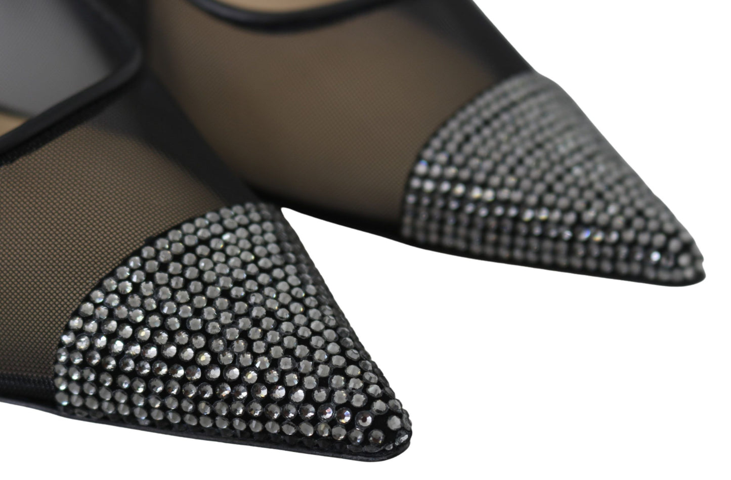 Escarpins en maille noire et cristaux, Jimmy Choo.