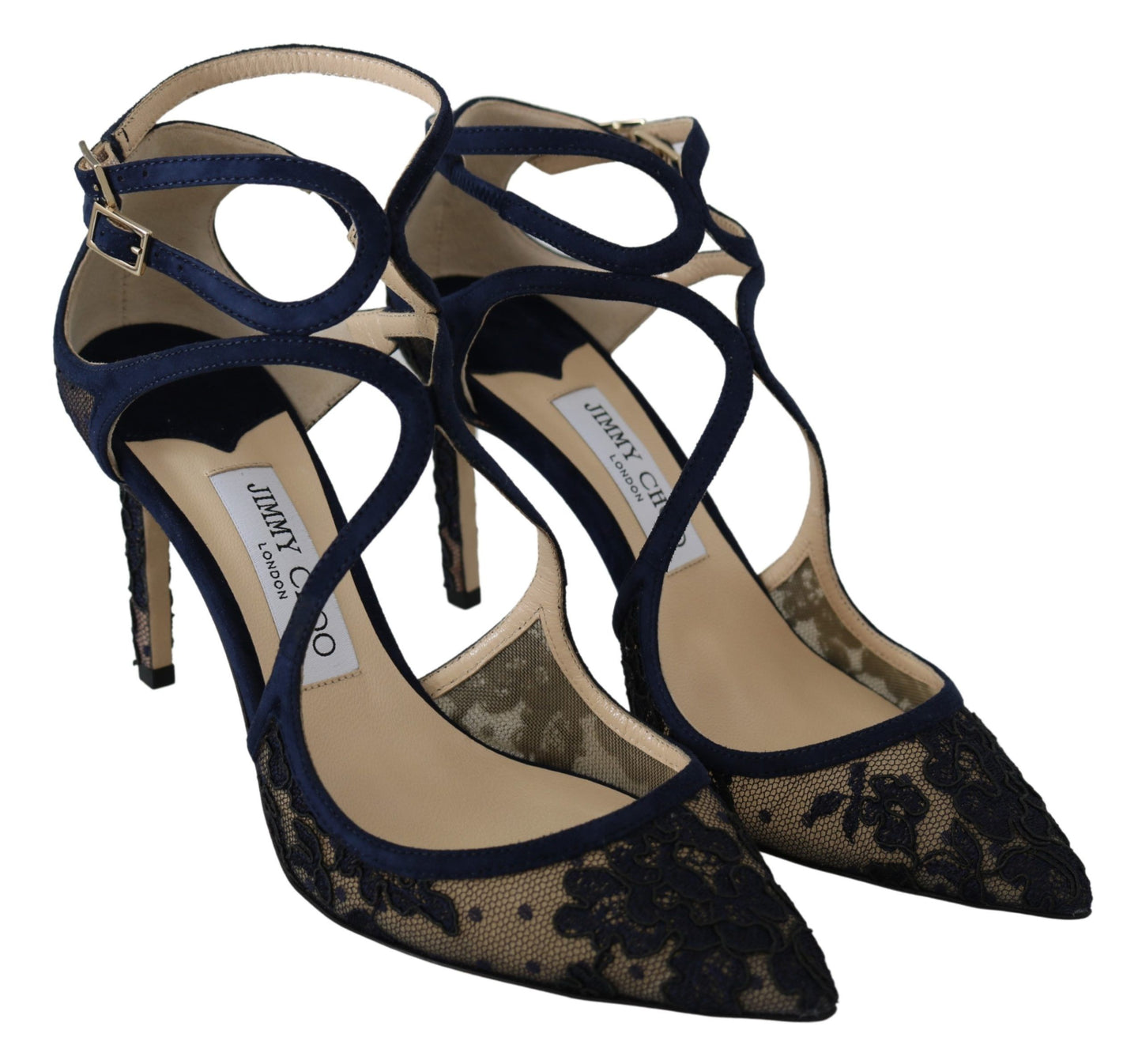 Escarpins en cuir bleu marine Lancer de Jimmy Choo : l'élégance débridée.