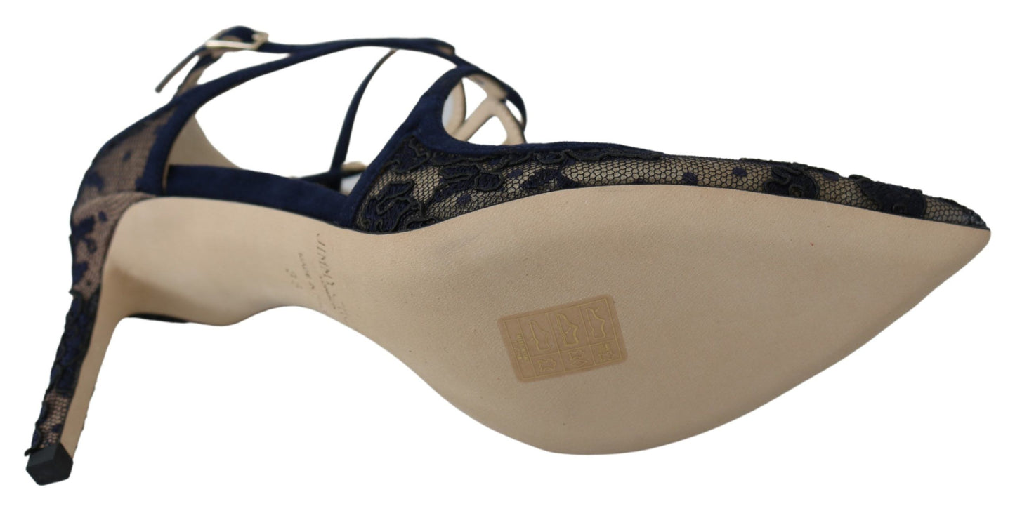 Escarpins en cuir bleu marine Lancer de Jimmy Choo : l'élégance débridée.