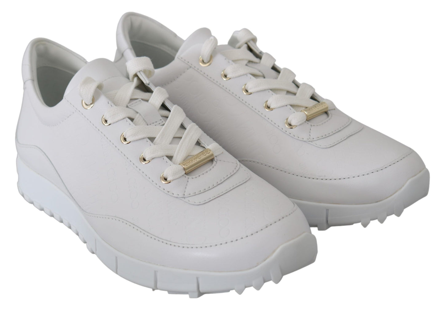 Jimmy Choo Elegante Witte Lederen Sneakers