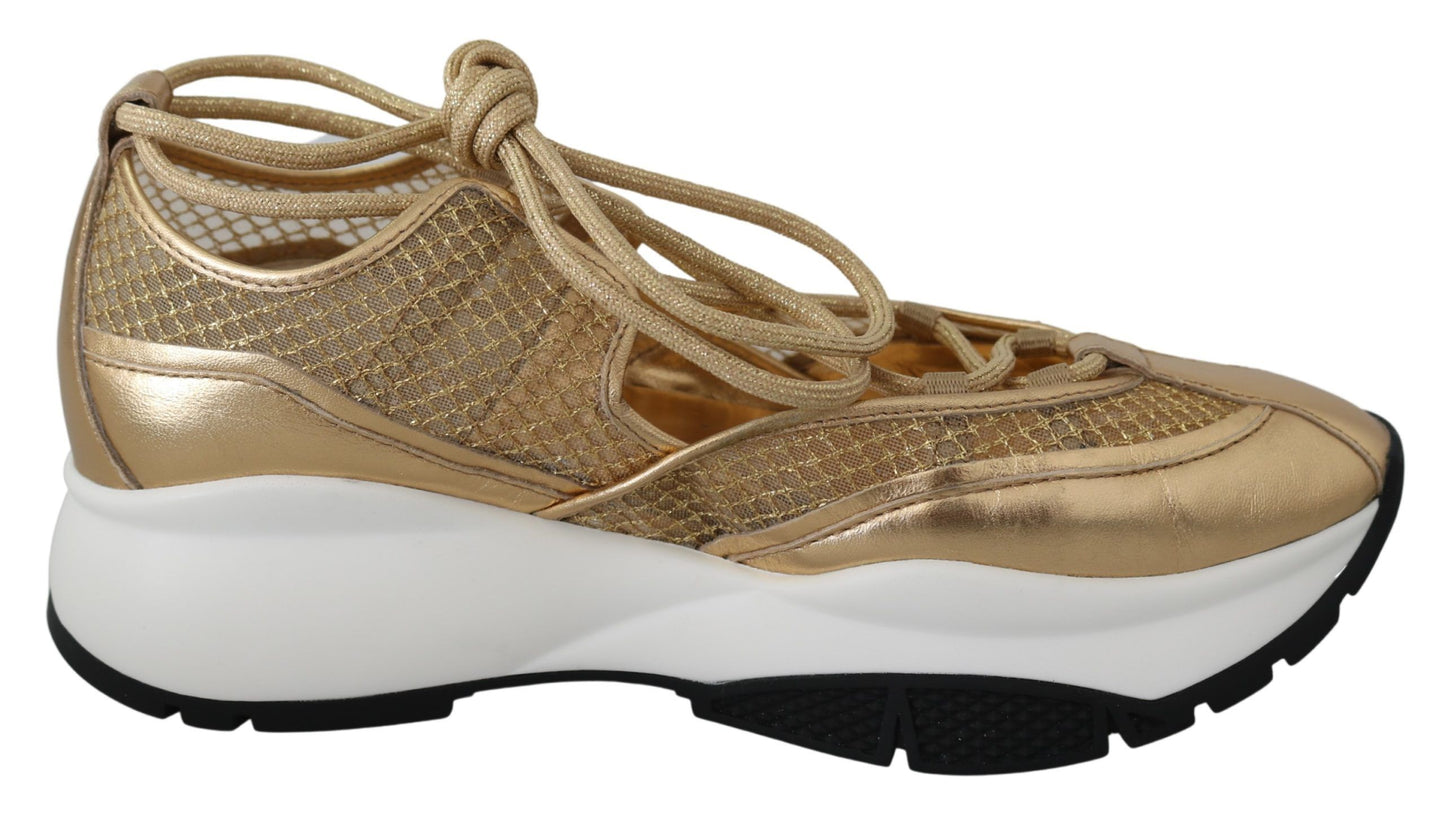 Sneakers en cuir et maille Golden Glamour de Jimmy Choo