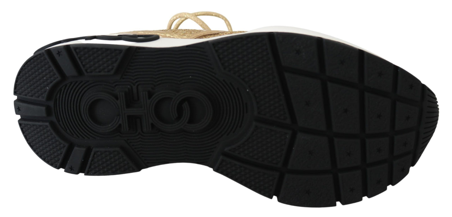 Sneakers en cuir et maille Golden Glamour de Jimmy Choo