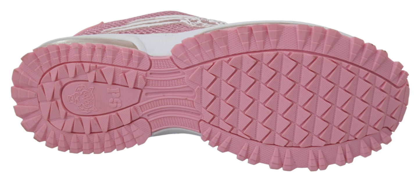 Sneakers Plein Sport Chic, rose poudré, fabrication artisanale.