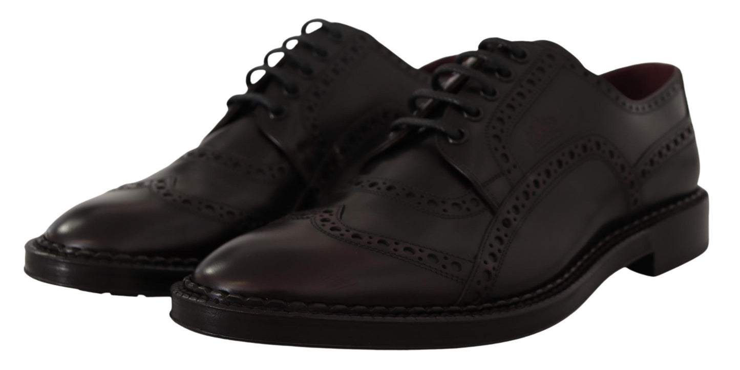 Chaussures habillées en cuir violet à bout en aile de marque Dolce & Gabbana