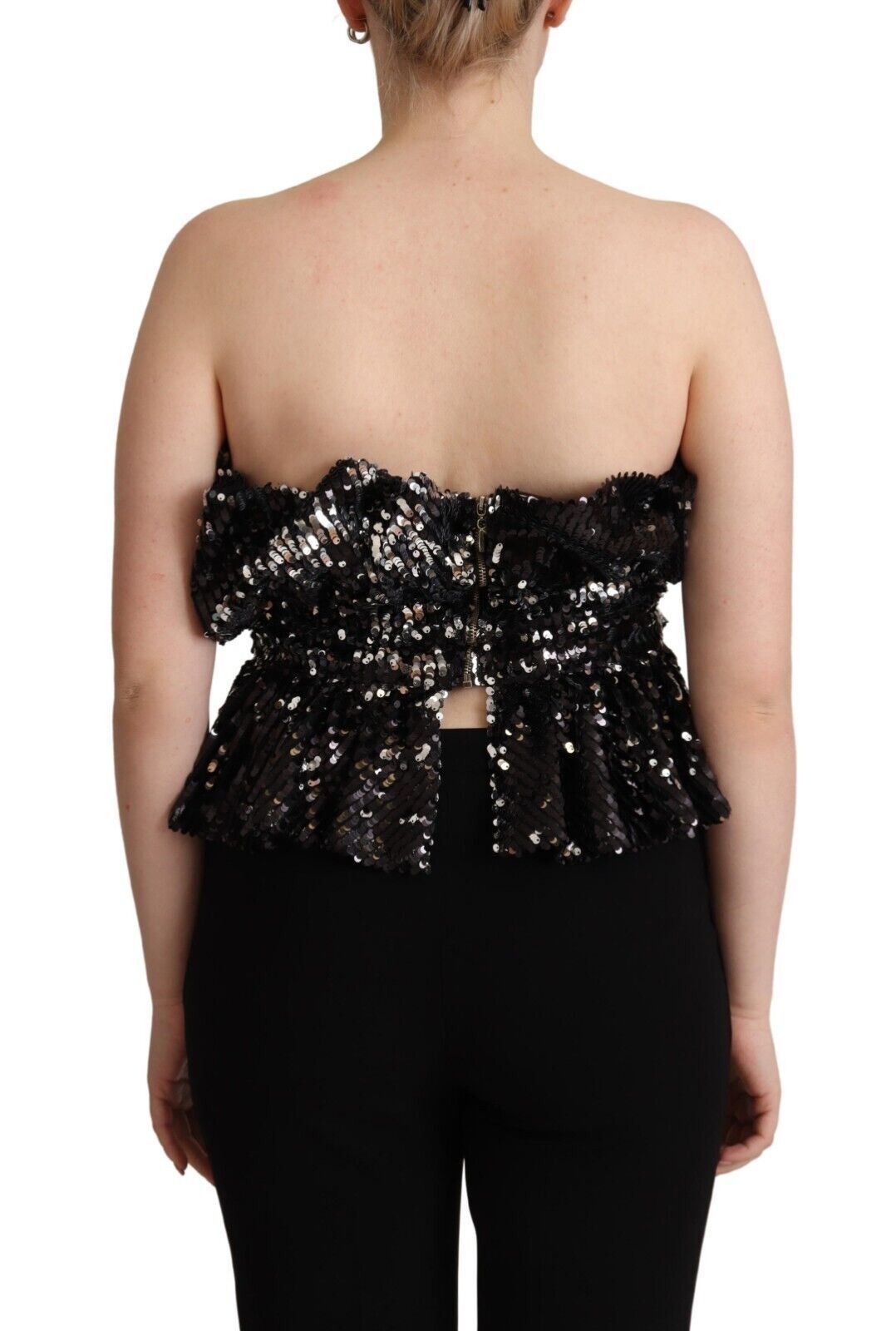Aniye By Zwarte, met pailletten versierde, polyester cocktailblouse zonder bandjes