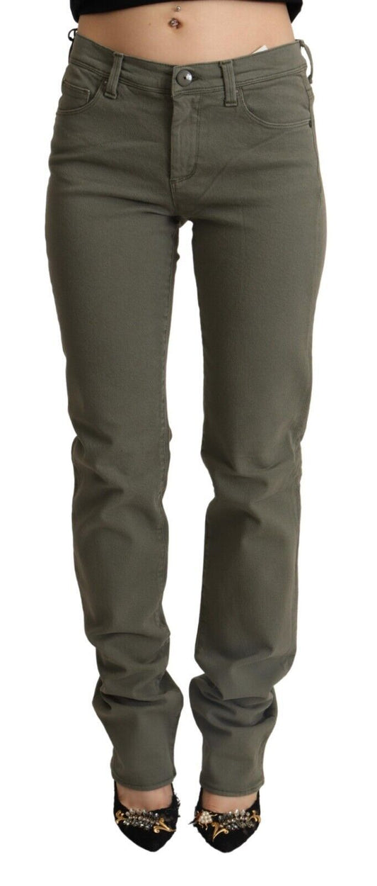 Ermanno Scervino grijze, smalle, katoenen denim broekspijzen met lage taille.
