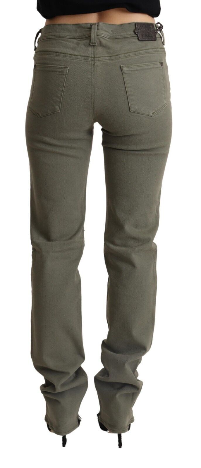Ermanno Scervino grijze, smalle, katoenen denim broekspijzen met lage taille.
