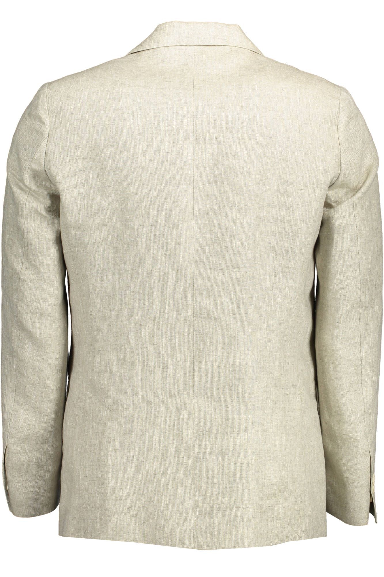 Gant beige linnen klassiek jack met logo-details