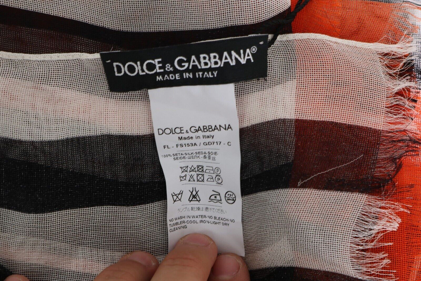 Foulard châle en soie à rayures multicolores Dolce & Gabbana