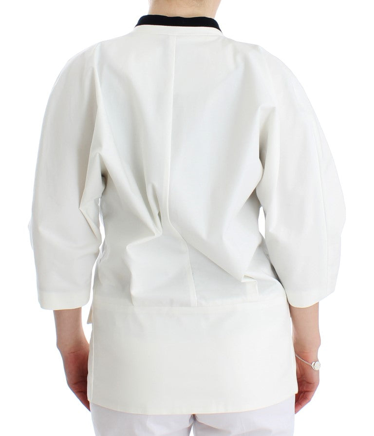 Blazer oversize en coton blanc et autres fibres, Andrea Pompilio