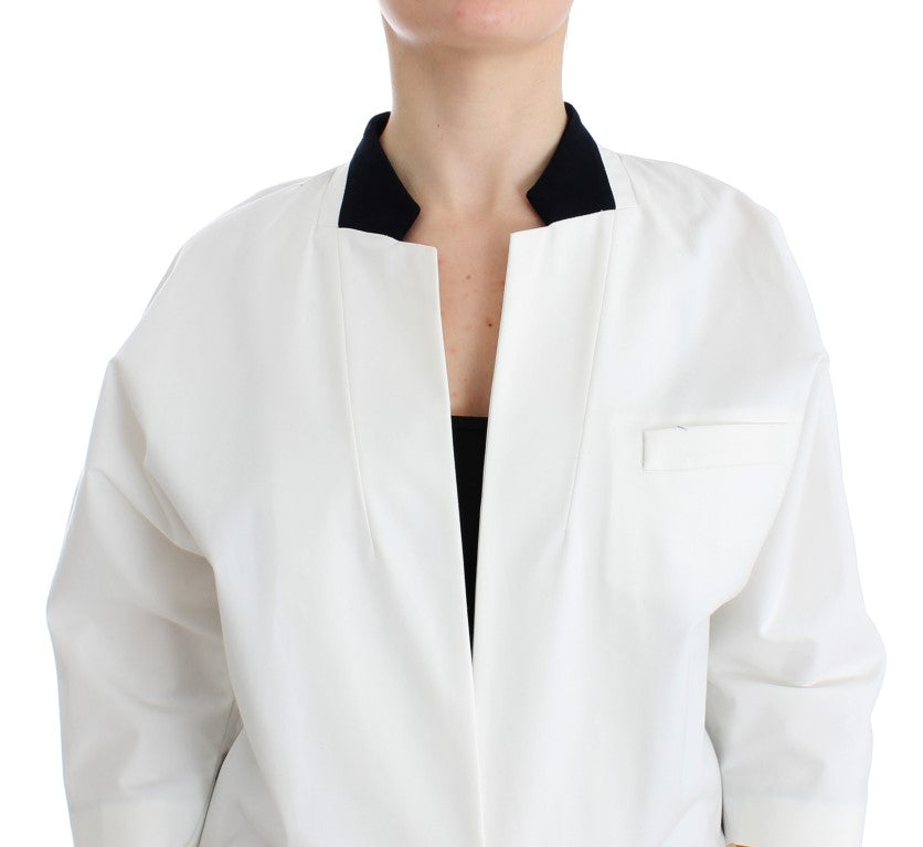 Blazer oversize en coton blanc et autres fibres, Andrea Pompilio