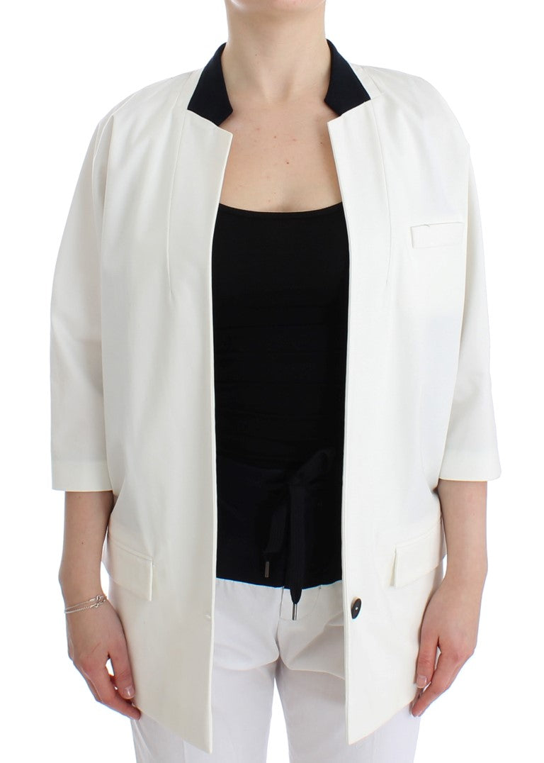 Blazer oversize en coton blanc et autres fibres, Andrea Pompilio