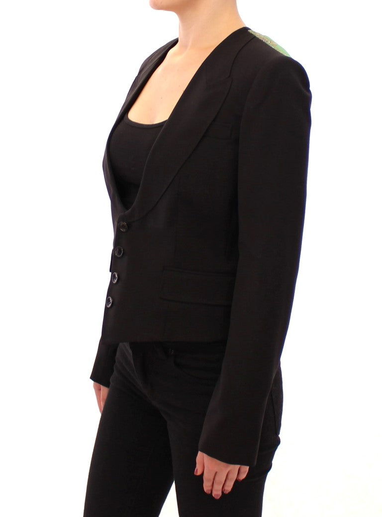 Blazer en soie noire avec détail écharpe dans le dos, Dolce & Gabbana